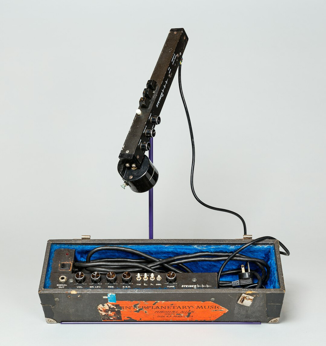 Camera crane jib arm positioned over a television studio floor